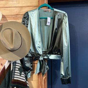 Satin Green Long Sleeve